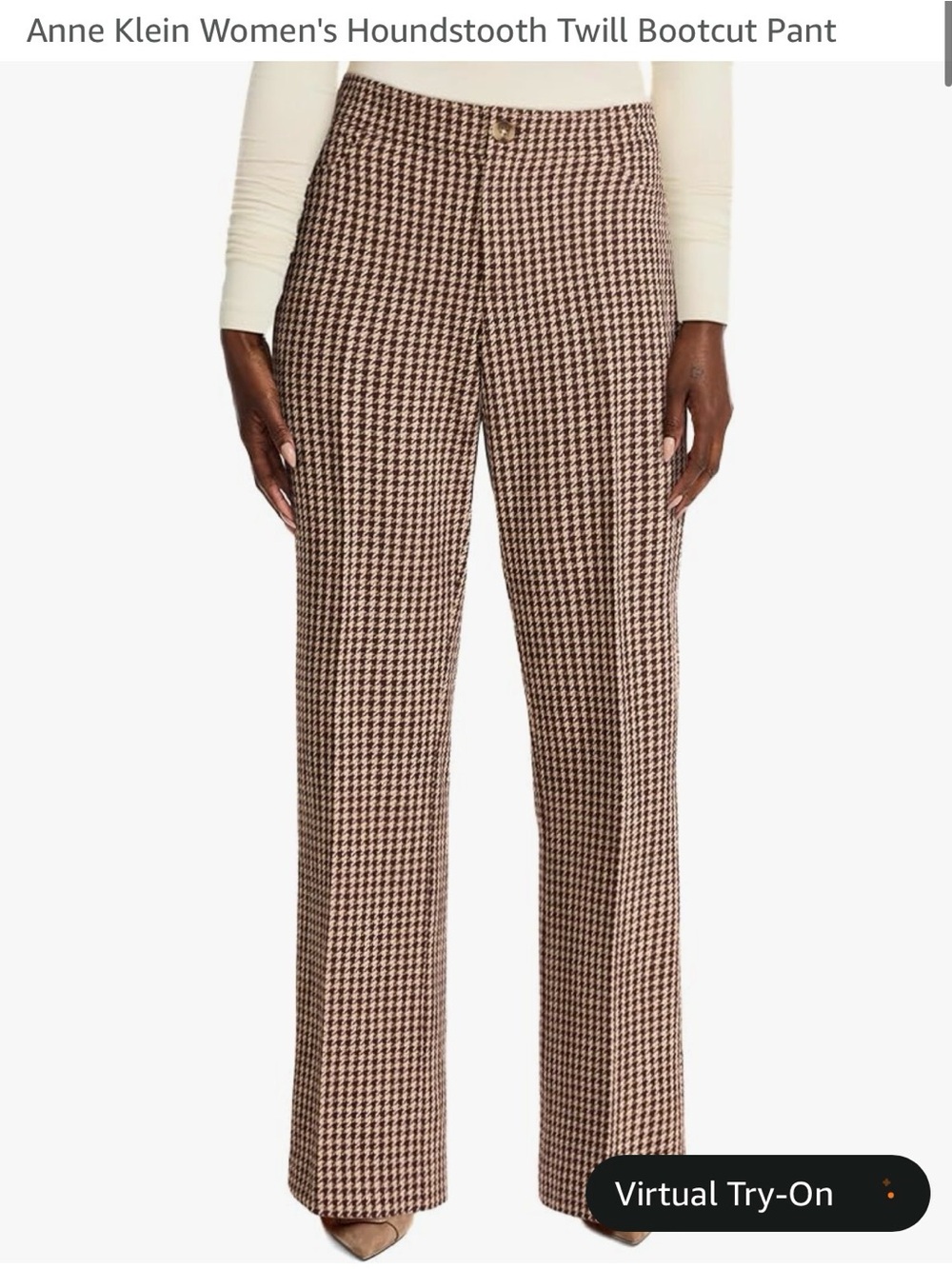 Anne Klein Anne Klein Women's Houndstooth Twill Bootcut Pant